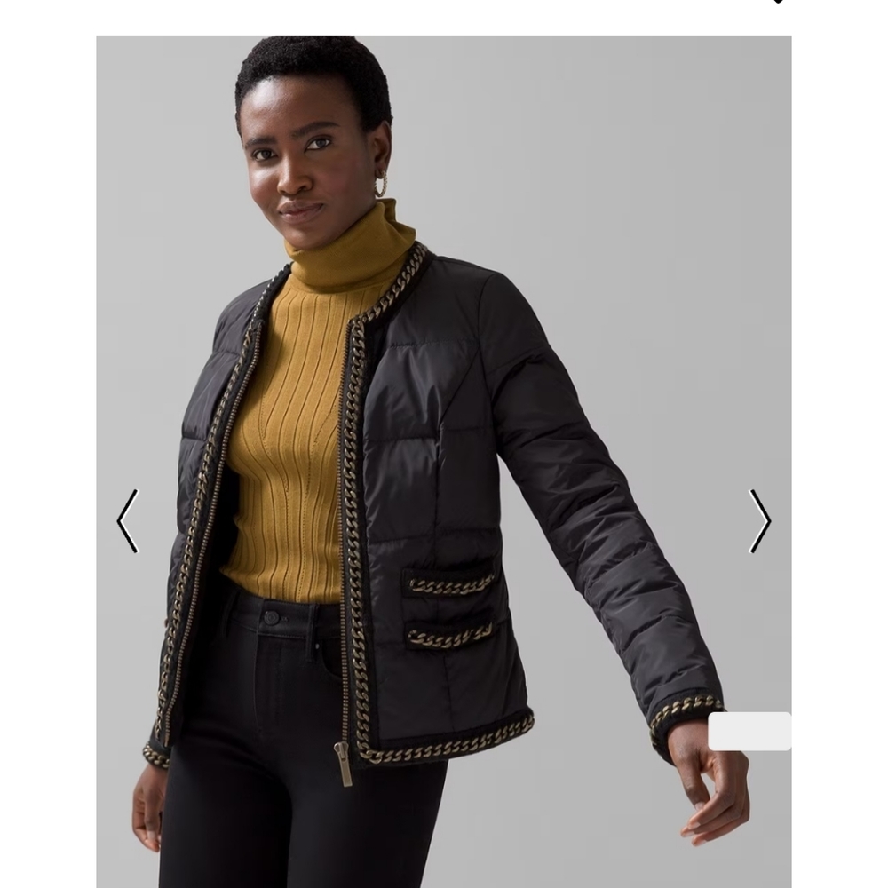 NWT WHITE HOUSE BLACK MARKET PUFFER COAT CHAIN DETAIL SOLD OUT SZ XL